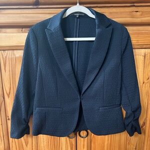 Amanda & Chelsea Jacquard Blazer‎ Navy Blue Women's Jacket Size Medium